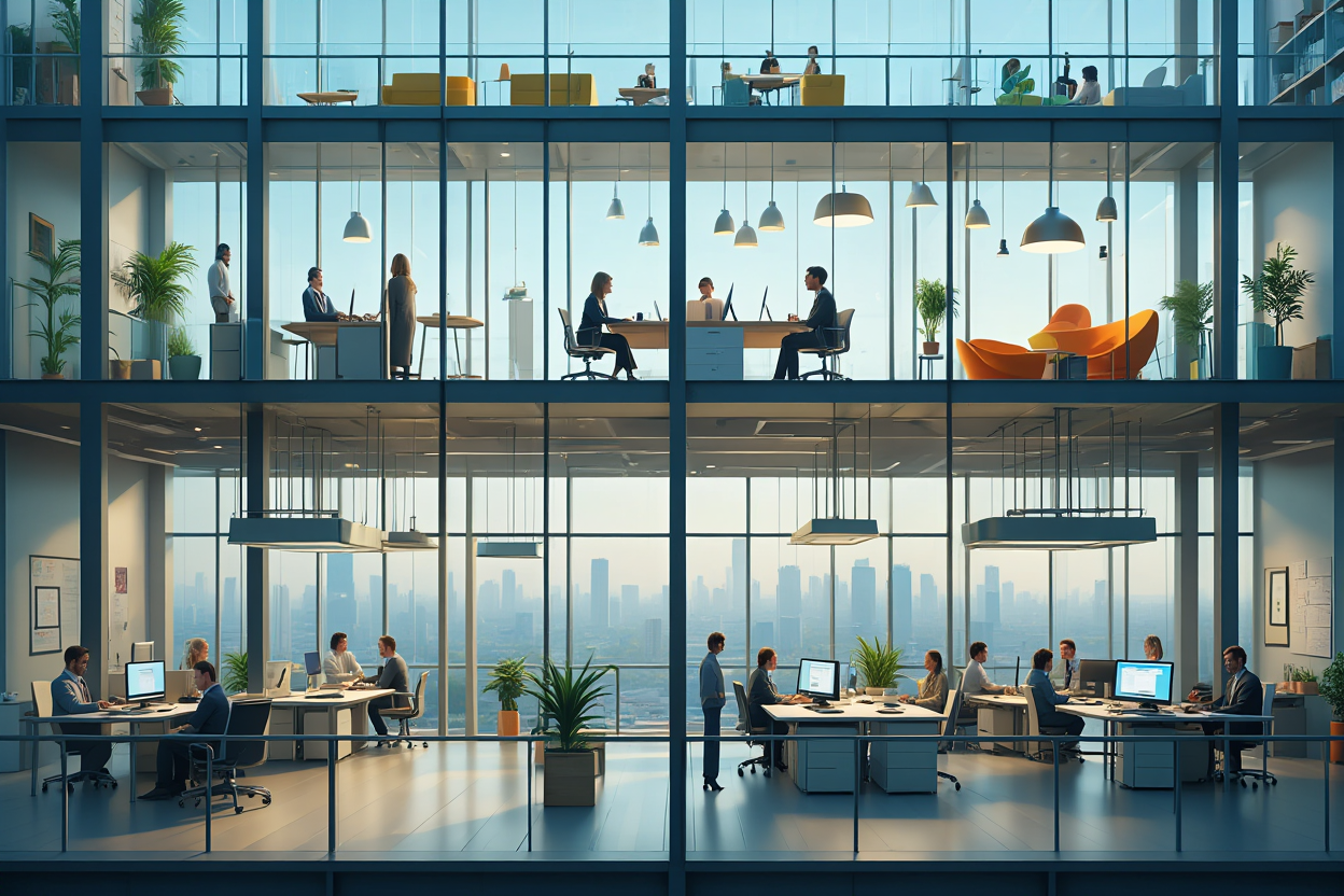 Animated office showing leadership